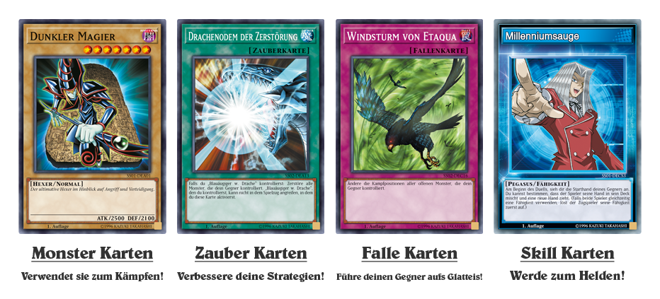 Yu-Gi-Oh! Monster, Zauber, Fallen und Skill Karten