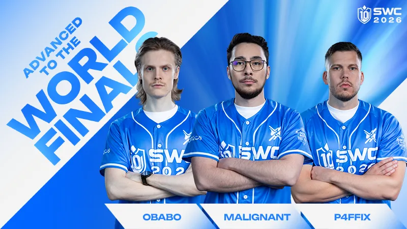 Drei Spieler im blauen Trikot feiern den Erfolg als EuropaCup_Siegerfoto1 und den Einzug ins Weltfinale.